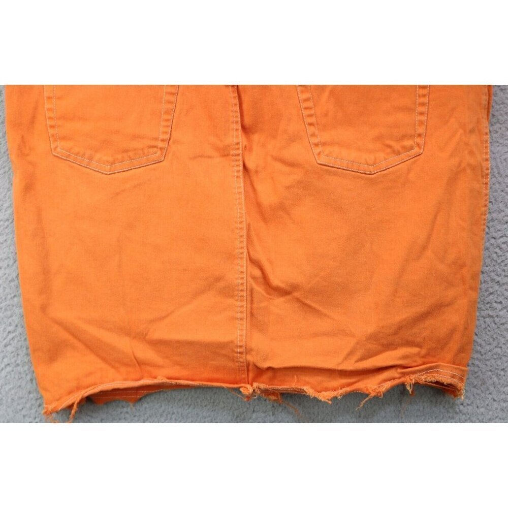 Baby Phat Orange Denim Skirt-Size 20-Pockets-Vintage-Y2K-Logo - Picture 11 of 14